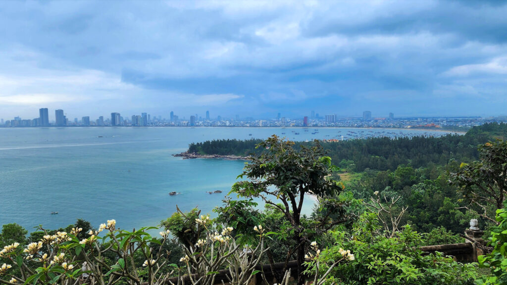 The Da Nang Vietnam coastline with its high rises and water.