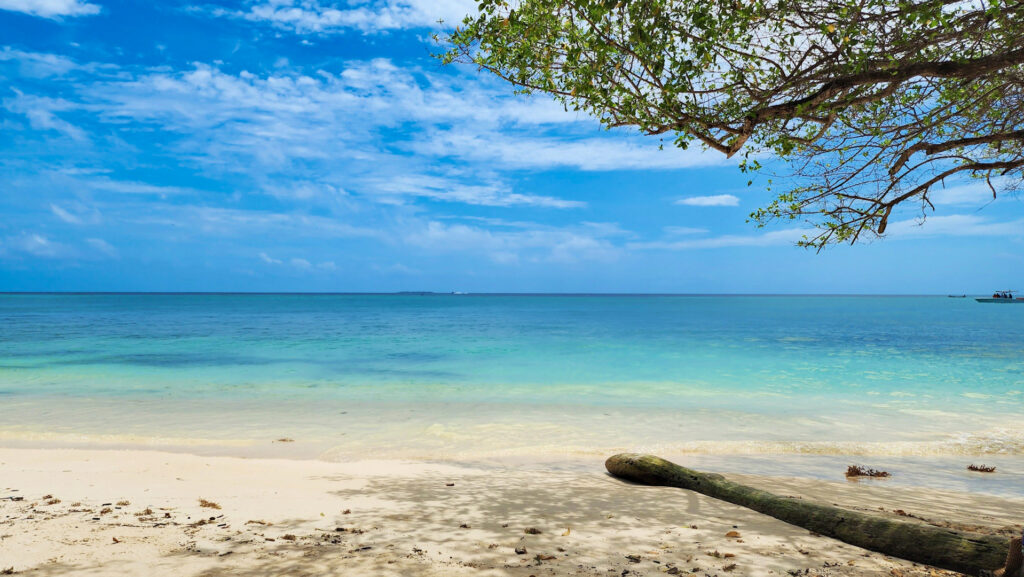 The serene view of a Caribbean island off the coast of Colombia.